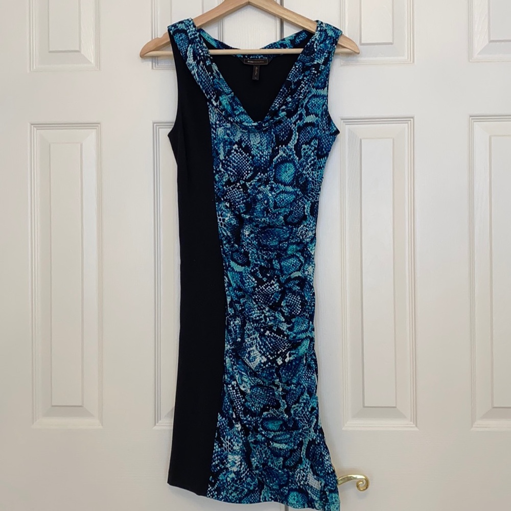 BCBG Blue Snakeskin and Black Dress Size XS - Picture 5 of 10